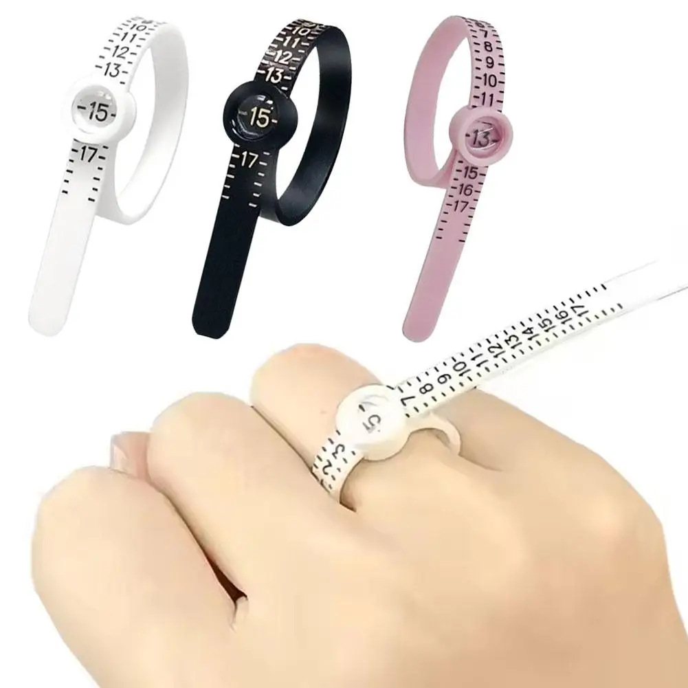 US/HK/EU/UK Size Ruler Measuring Tape Measuring Tool Finger Coil Size with Filter Glass Magnifying Annular Q8C5