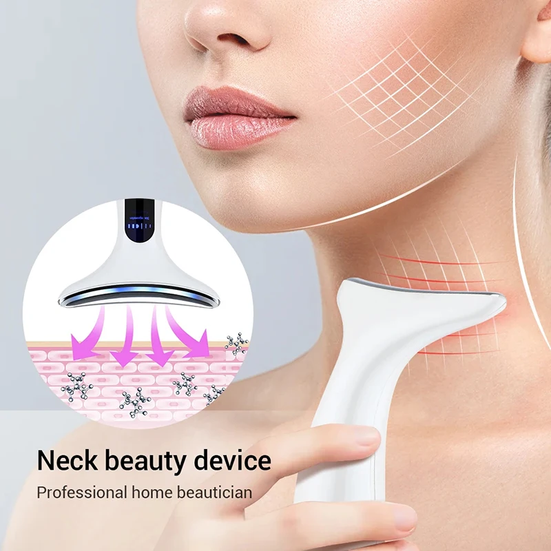 EMS Microcurrent Neck Beauty Device LED Photon Firming Rejuvenation Anti Wrinkle Thin Double Chin Skin Care Facial Massager