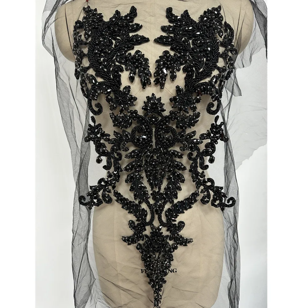 12 Colors Luxury Front Evening Dress Glass Rhinestone Applique Accessories Cocktail Dress Material Hand-Sewn Bead Embellishment