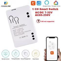 Smart Switch Tuya Smart Life 1CH RF 12V 24V 7-32V AC DC Wifi Switch Work with Alexa Google Home