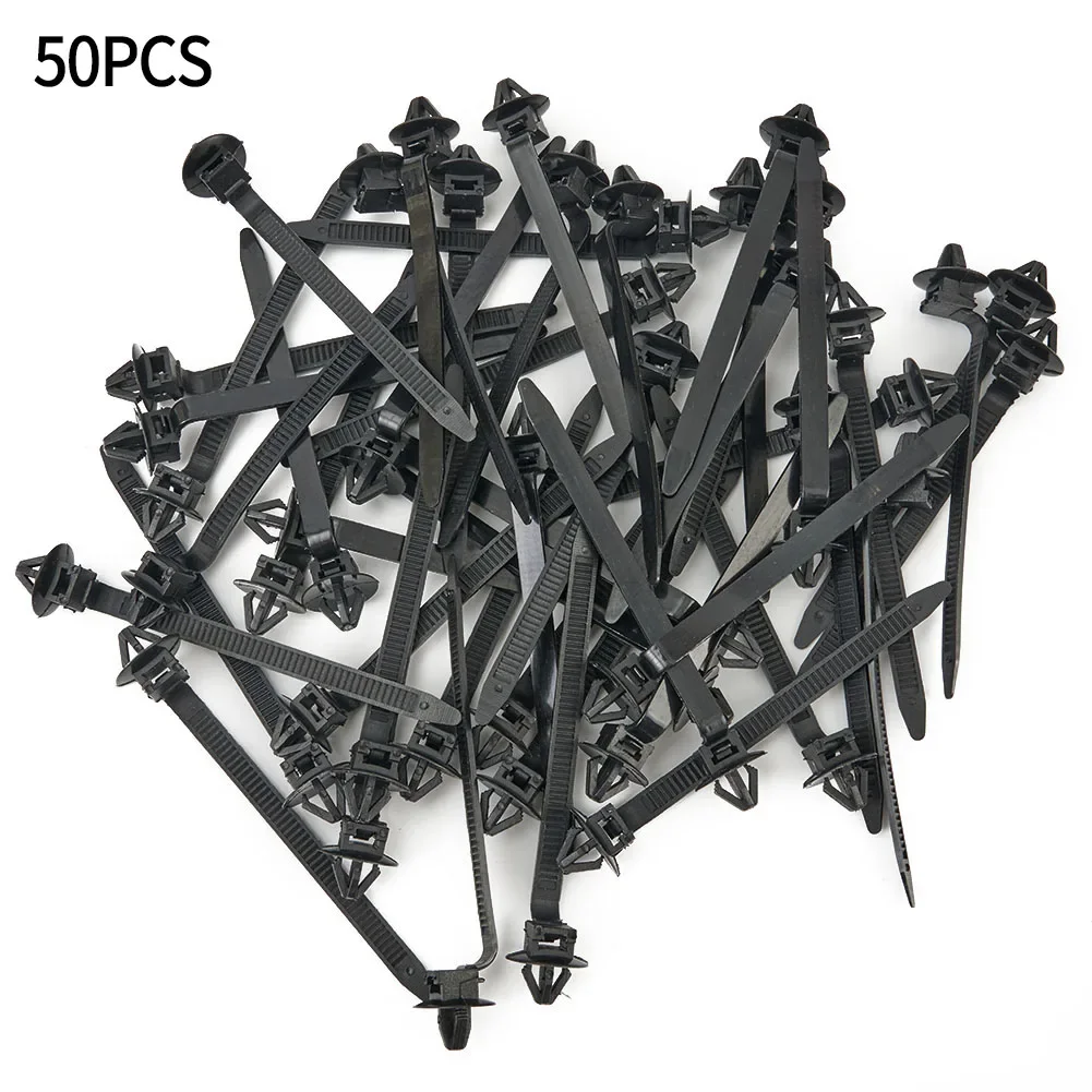 

50pcs Black Nylon Cable Tie Wrap Fixed Fastener Clips Car Hose Fastening Zip Strap Kit Car Accessories Hight Quailtly Durable