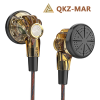 QKZ MDR Flat Head HiFi Headphones with Microphone 16MM Large Moving Coil Bass Wired Earphone for Gym Sport Running Music Earbuds