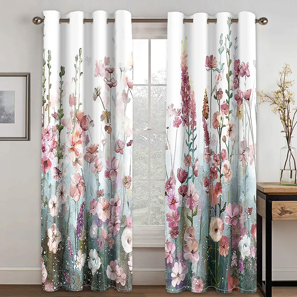 

Flower Coloful Elegant Cheap Modern Luxury 2 Pieces Thin Curtains for Living Room Bedroom Window Drapes Home Decor Free Shipping