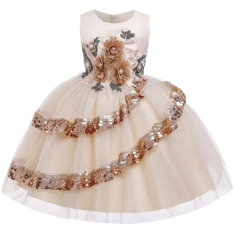 Summer Baby Girl Party Dress Elegant Kids Dresses For Girls Children Clothes Flower Princess Dress Wedding Evening Party Dress