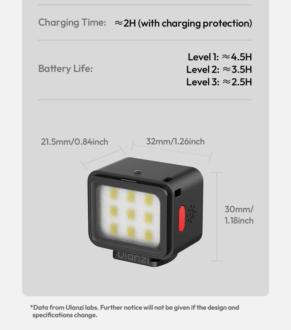 Ulanzi DG01 Cube Light Mini-Fotografie-Licht für Action-Kameras, Stative, Selfie, Live-Streaming, Vlog, Produktaufnahmen, Videoanruf – Detail 17
