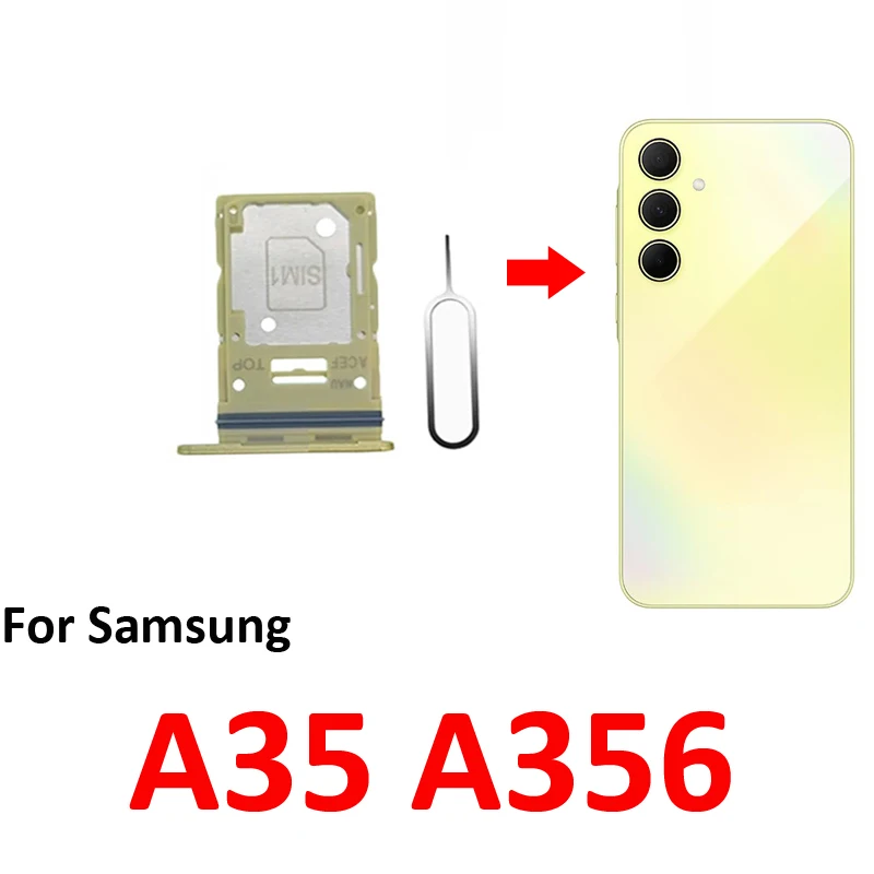 For Samsung Galaxy A35 5G A356 A356B Phone SIM Tray Micro SD Chip Card Slot Drawer Holder Pocket Single Dual Parts Black Navy
