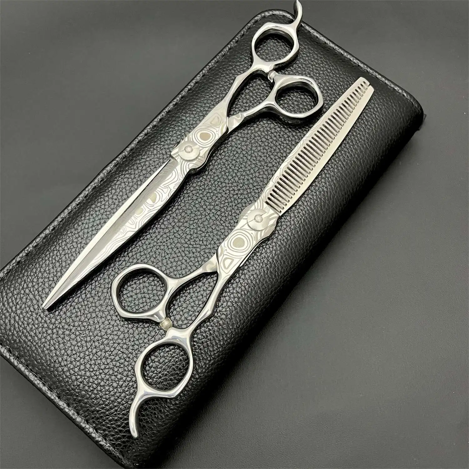 440C Stainless Steel Barber Scissors,Ergonomic Offset Handle 7inch Hair Cutting Shear with Precision Convex Edge