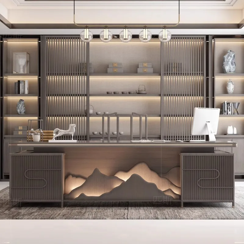 Light Luxury Designer Office Desk Long Straight Art Designer Secretary Office Desk High End Designer Schreibtisch Furniture