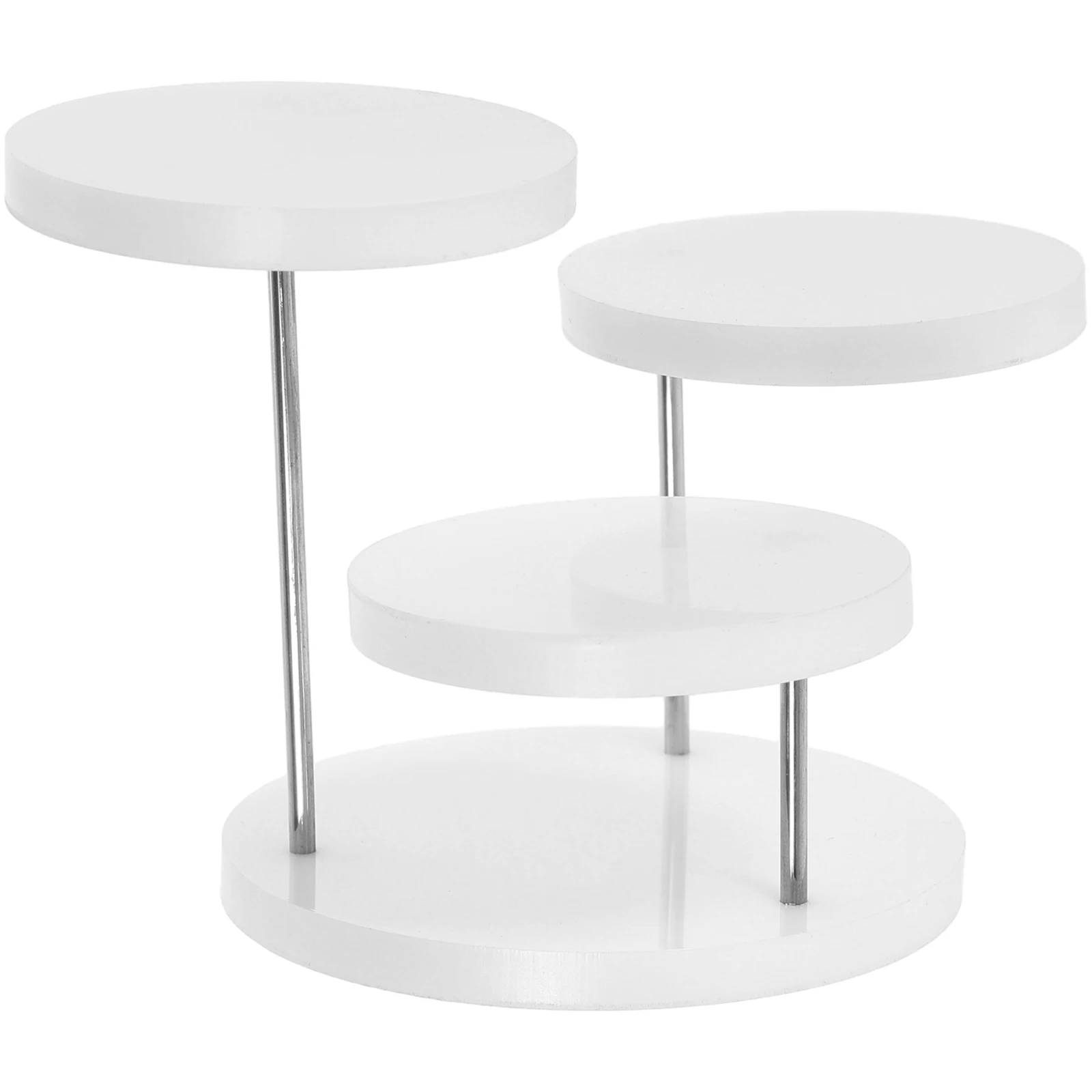 

Acrylic Jewelry Display Stand 3 Tier Round Ring Holder White Color Organizer For Desktop Accessories Storage Rack