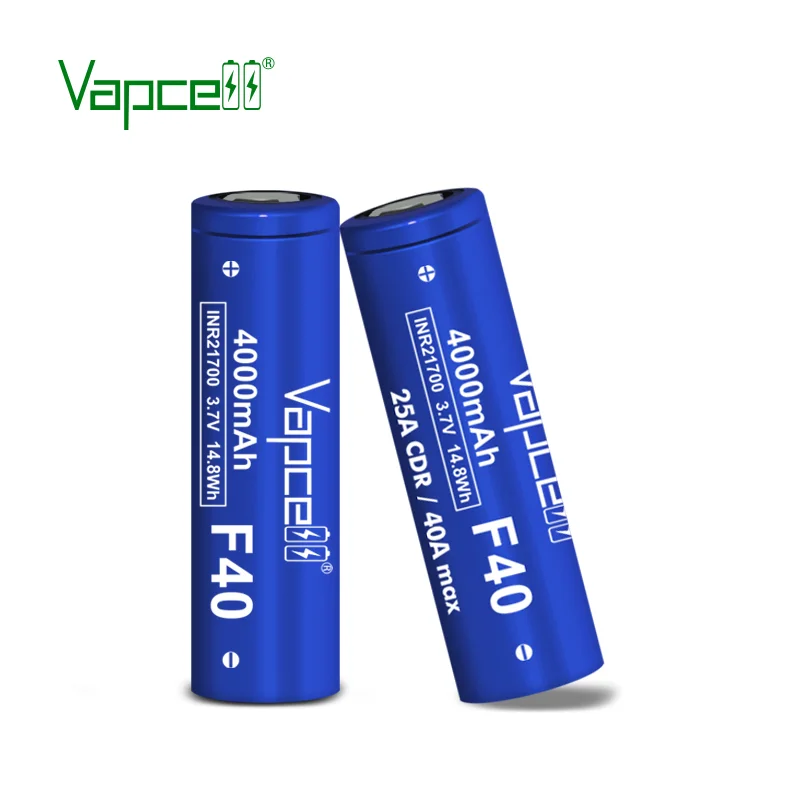 Original Vapcell F40 INR 21700 4000mah 25/40A LI ION Battery 3.7V High Discharge Rechargeable Lithium ion Cell For Flashlight