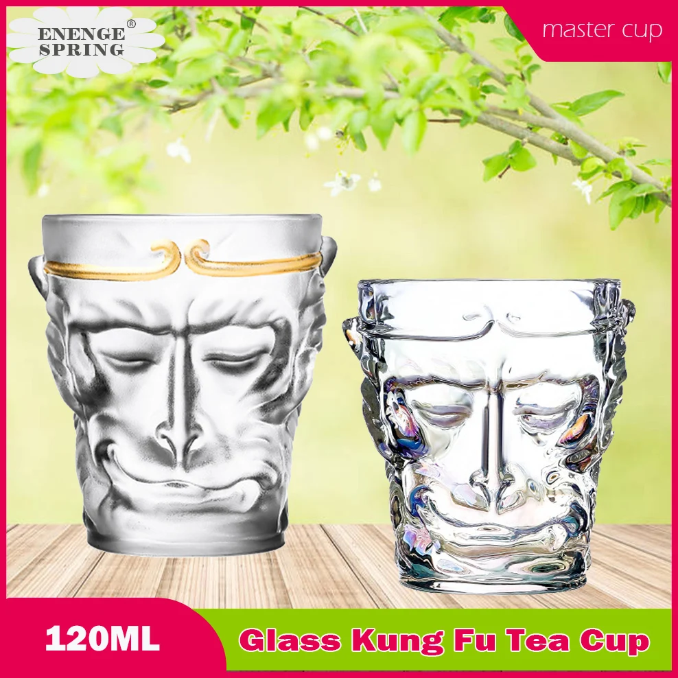 2PCS ENERGE SPRING Glass Teacup Great Sage The Monkey King Cup Lead-Free Glass Master Cup 120ML Special Tea Cup Kung Fu Tea Set