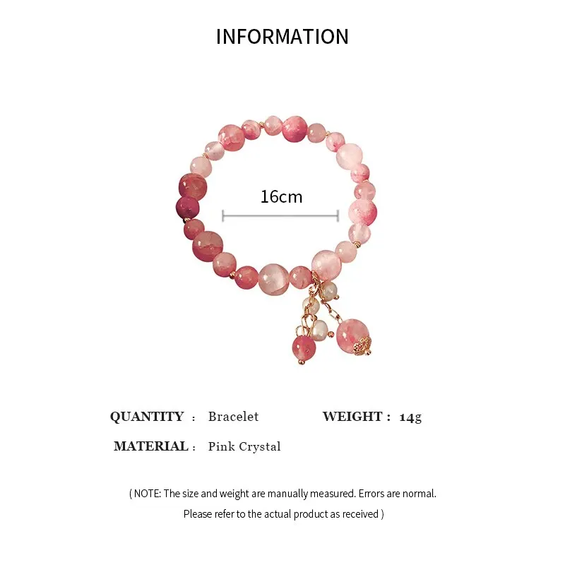 Pink Crystal Natural Stone Bracelet Reiki Energy Strand Bracelets Bangles For Women Prayer Blessing Health Wristband Jewelry image 6