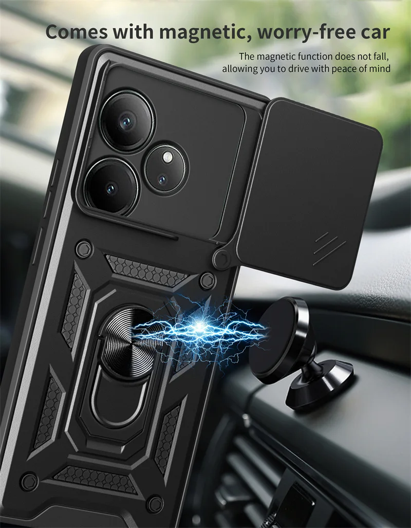 For Realme GT 6T GT6T 5G Case Car Magnetic Holder Ring Armor Cover for Realmi Realmy GT6 T GT Neo 6 SE RealmGT6T Phone Cases