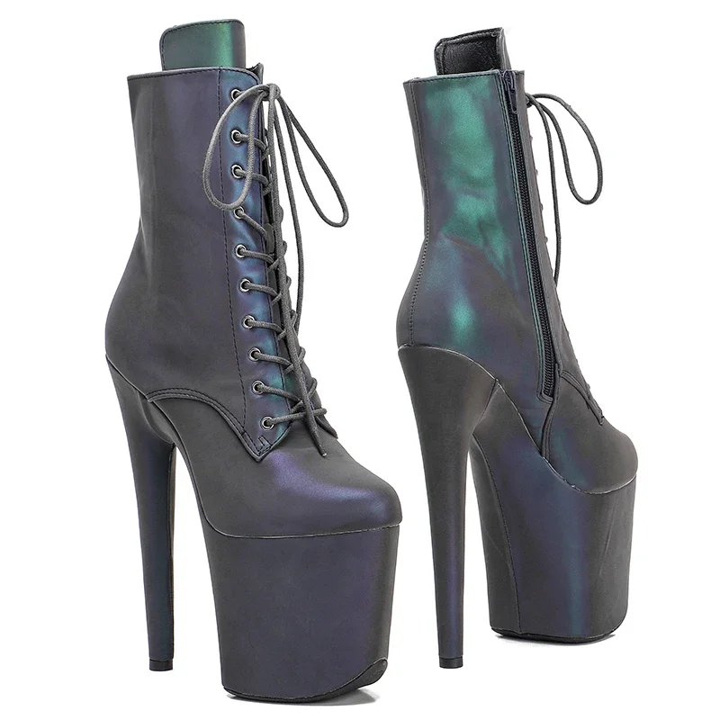 Leecabe 20cm/8inches Reflect Night Light upper sexy exotic young trend fashion boots High Heel platform Pole Dance boot