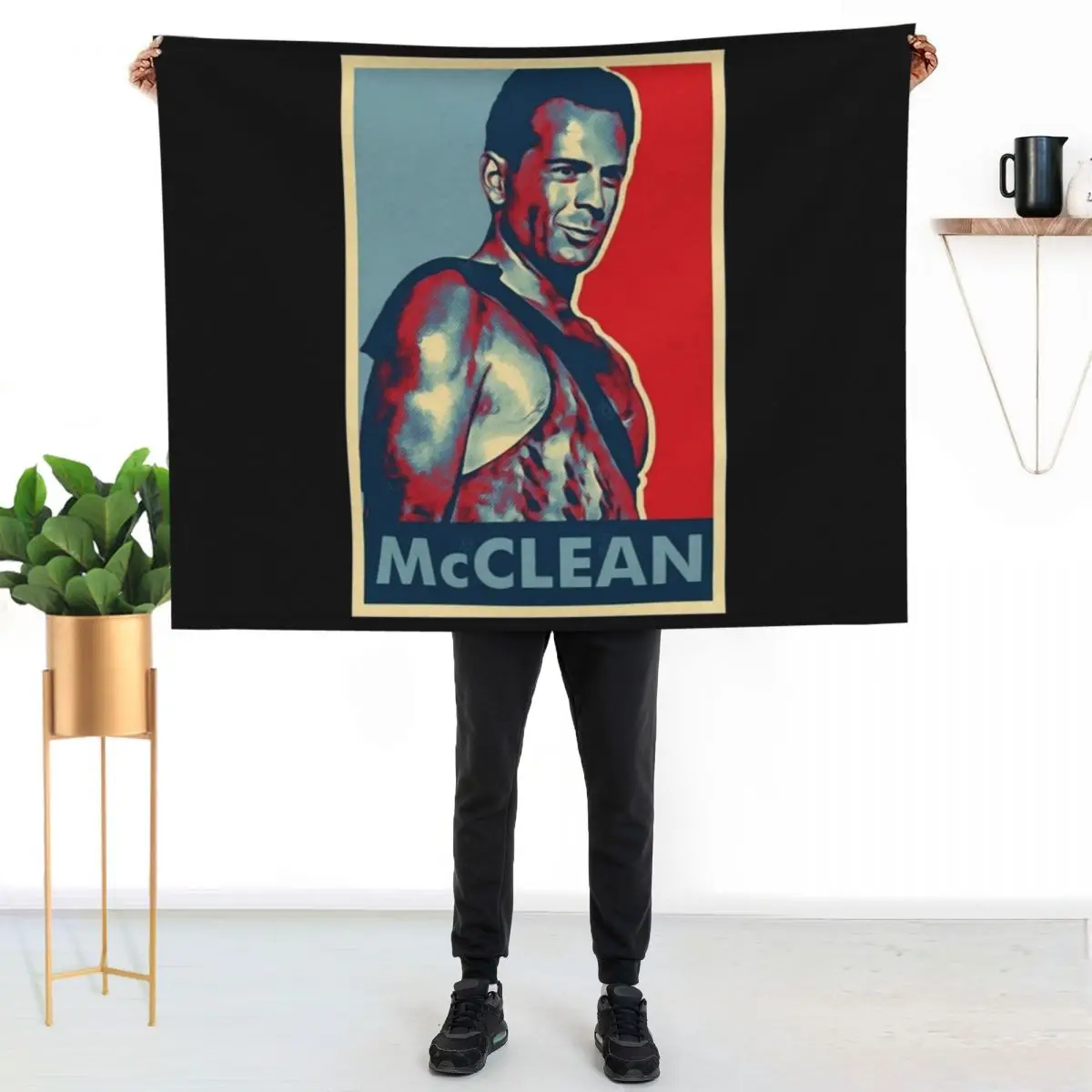 Pop John Mcclane Throw Blanket Cozy Light Blanket for Travel Camping Picnic