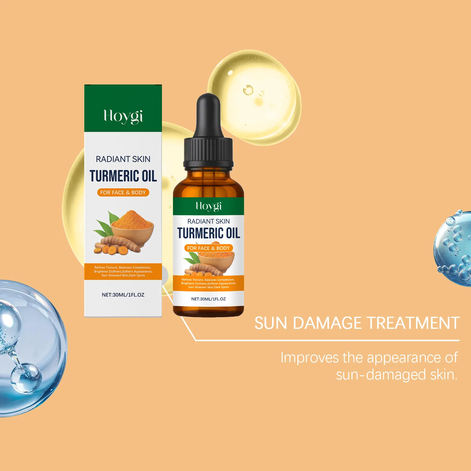 زيت الكركم للوجه والجسم يتلاشى البقع السوداء سطع البشرة بلادة خفيفة الوزن ترطيب مغذي مضاد للأكسدة العناية بالبشرة #5