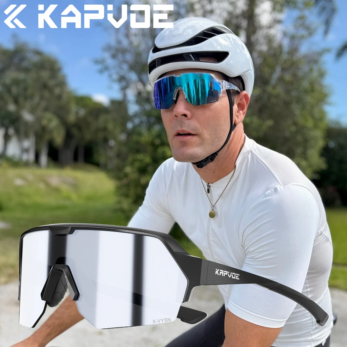 KAPVOE UV400 Fahrradbrille Herren und Damen Photochrome Fahrradbrille Sonnenbrille Schutz Sportbrille Baseball Laufen