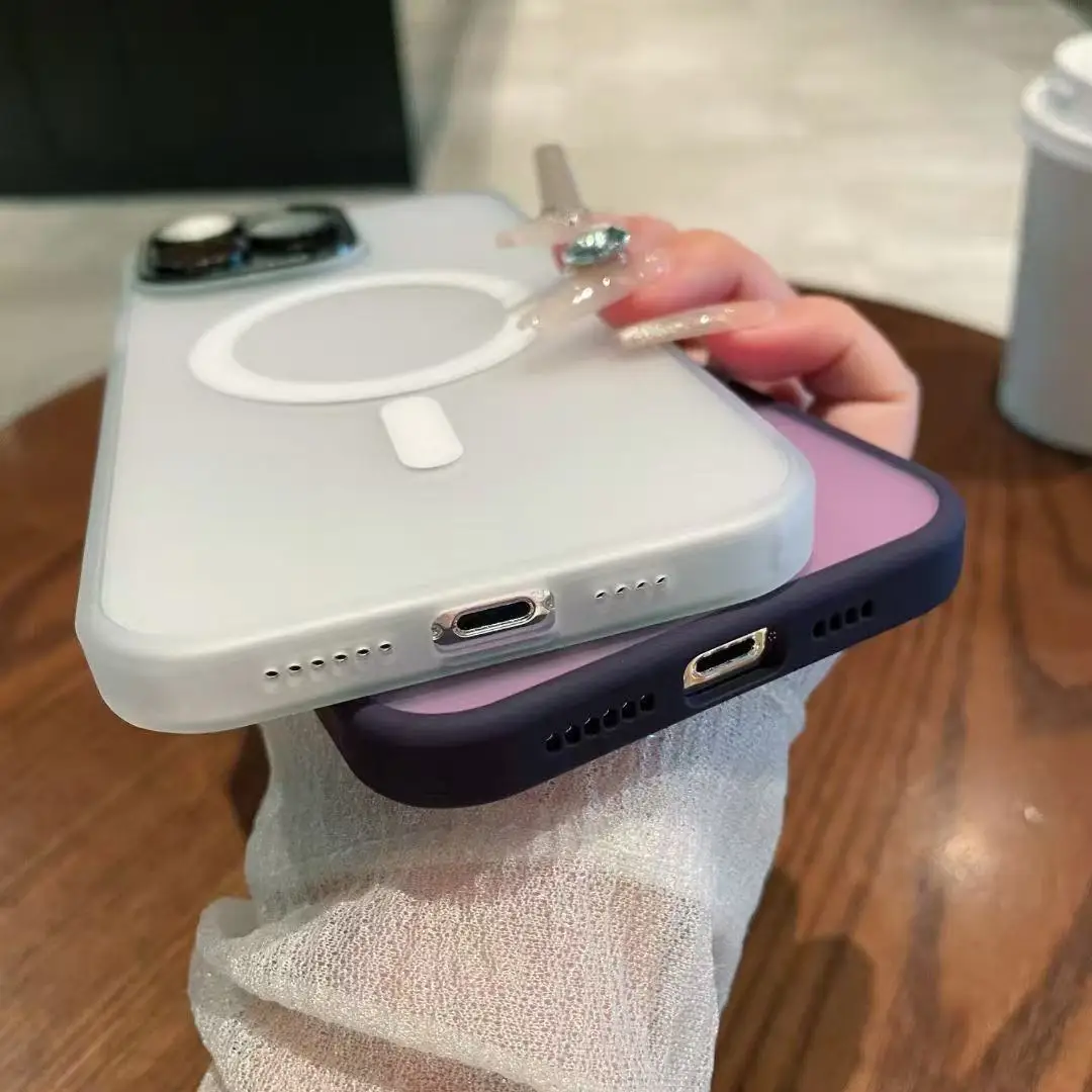 Magnetic Luxury Translucent Armor Shockproof Case For iPhone 16 15 14 13 12 11 Pro Max For Magsafe Wireless Charge Phone Cover - náhled 6