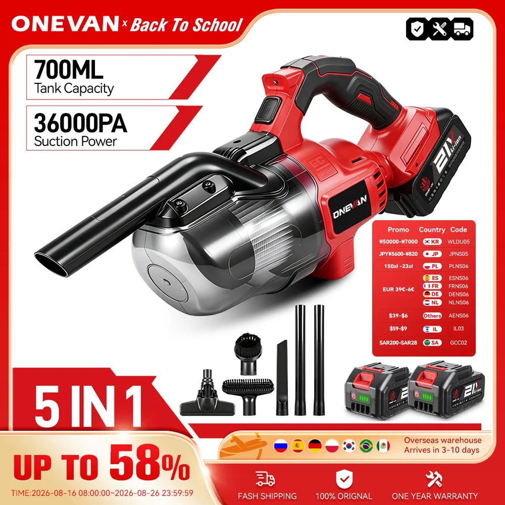 ONEVAN 6in1 Elektrische Cordless Staubsauger 16KPA Handheld Multi-funktion Staub Teppich Reinigung Werkzeug Für Makita 18V batterie Pin