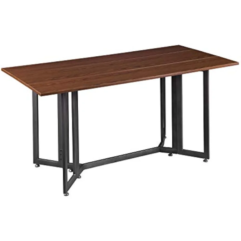 

"convertible leaf dining table in dark tobacco and gunmetal gray"