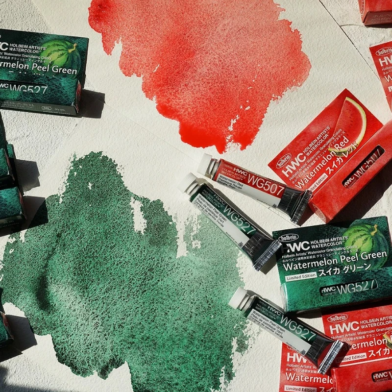 Holbein 2026 Sommer Limited Edition Granulierendes Aquarellpigment Wassermelonenrot/Grün Künstlerqualität Malbedarf – Detail 9