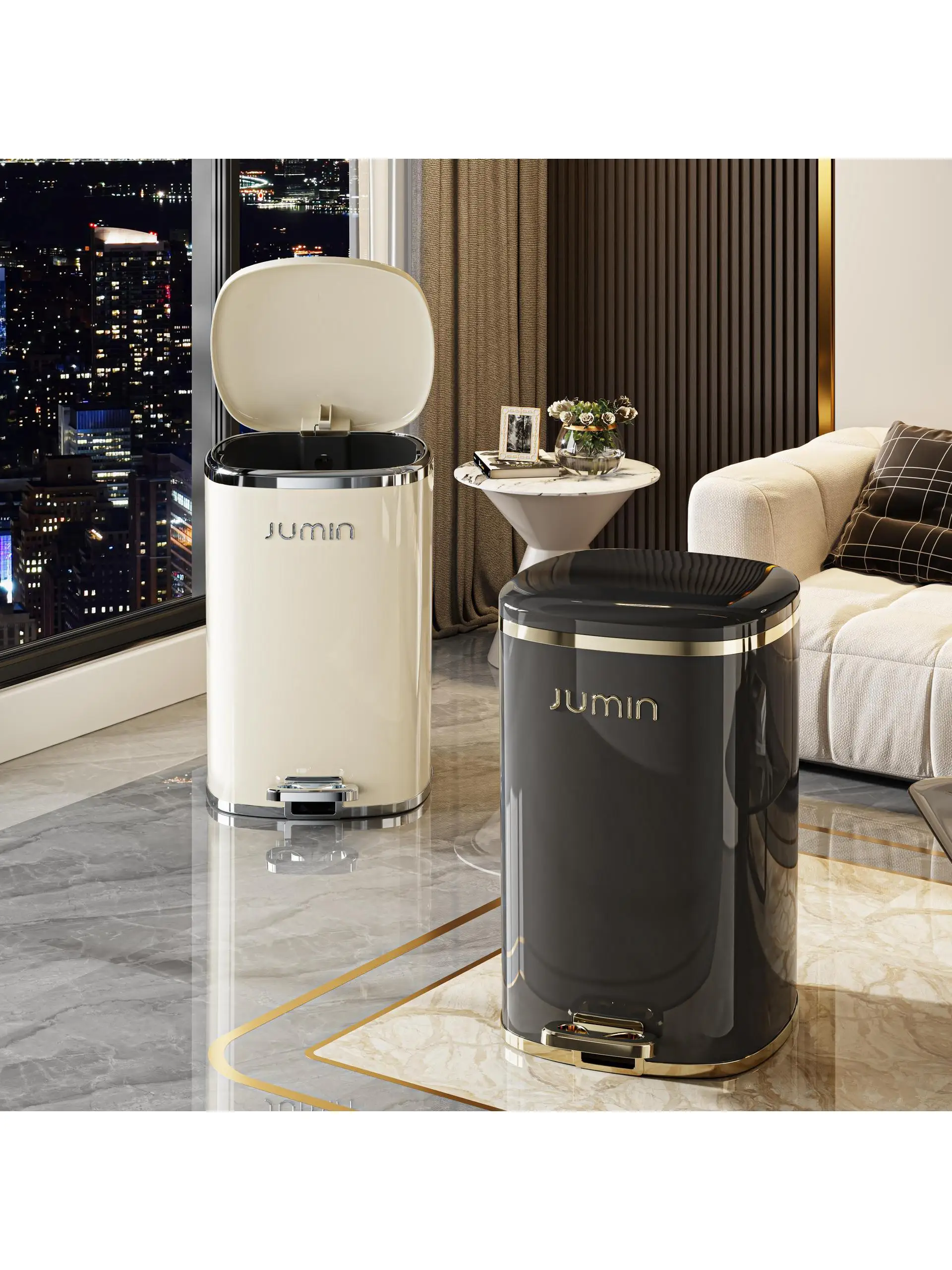 

Luxury Plastic Garbage Can Foot Pedal Kitchen Batoom Large Capaci Bedroom Toilet Covered Paper Basket Home Use Tra Can