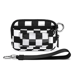 Women's Keychain Wallet The Iris Wallet Zip Waterproof Nylon Card Wallet Pouch Wristlet Zip Card Case with Clear ID Window