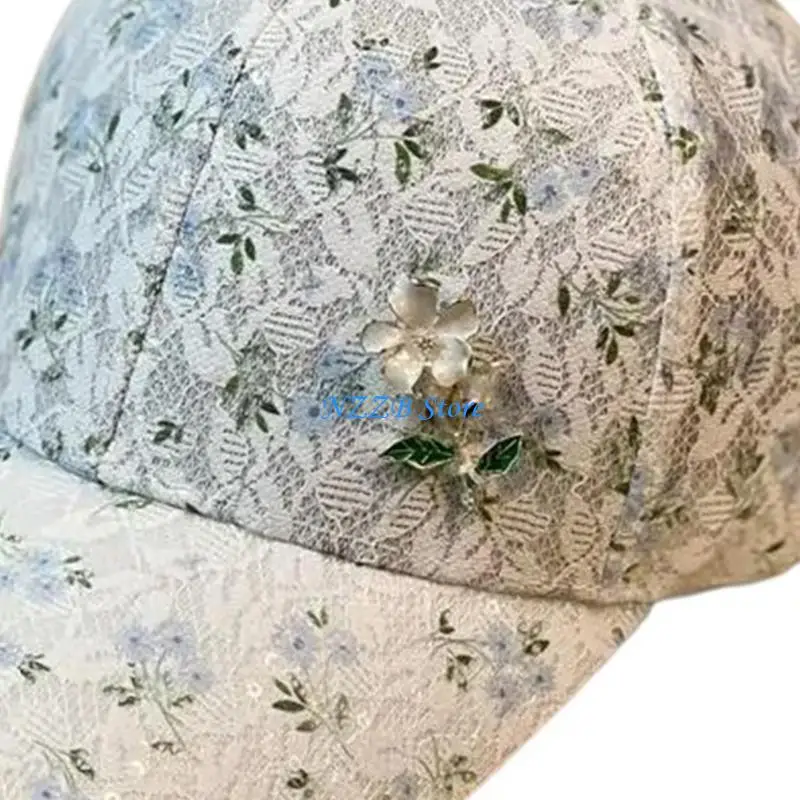

T21F Lace Floral Baseball Caps for Girl Women Spring Travel Photography Sunproof Hat