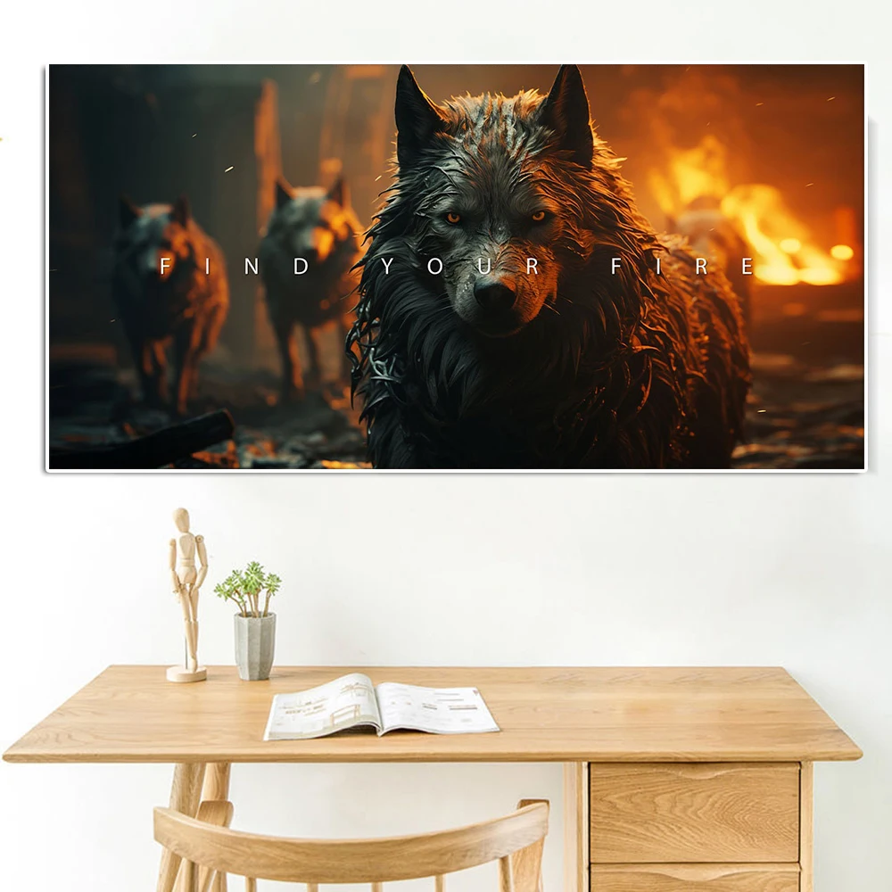 

Abstract Wolf Portrait Canvas Painting Animal Motivation Quote Poster And Print Wildlife Wall Art Living Room Home Decoration