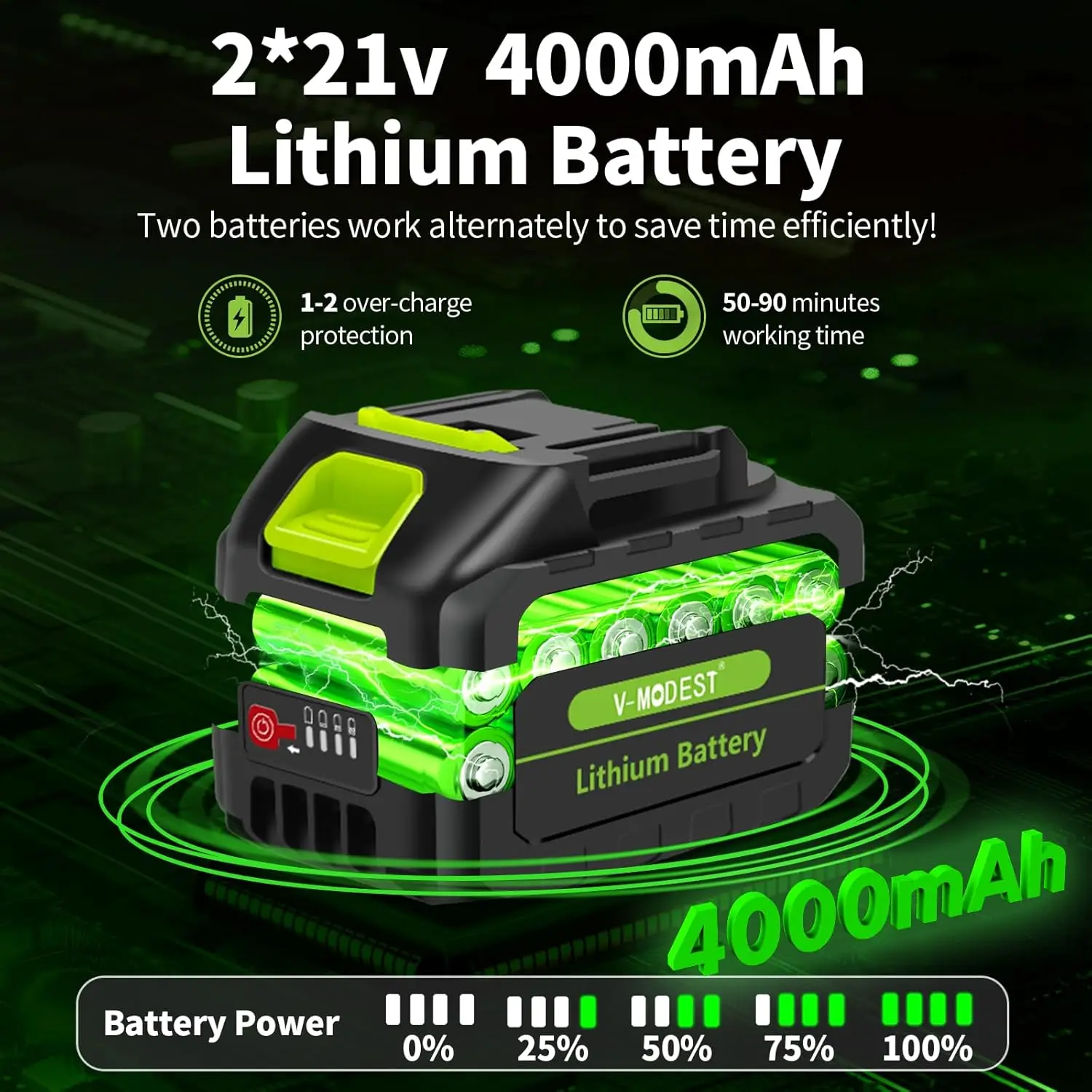 Serra de poste sem fio 2 em 1, 8 polegadas e 6 polegadas, 2*4.0Ah, serras de poste alimentadas por bateria para aparar árvores, pol rotativo elétrico sem escova