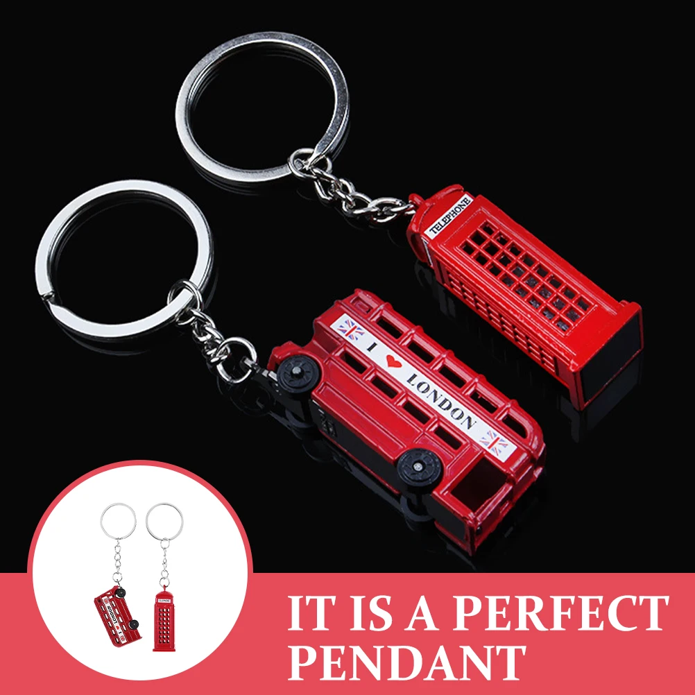 

2 Pcs Phone Pendant For Car Booth Keychain Zinc Alloy Decorative Pendant Retro Keychain Metal Car Hanging Key Ring Gift