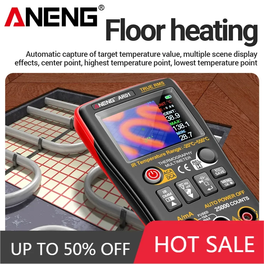 

AR01 Pro version Smart Thermal Imager Multimeter 2-in-1 AC/DC Voltage Current Tester 250M Ohm Multimetro TFT Tester 25000 Counts