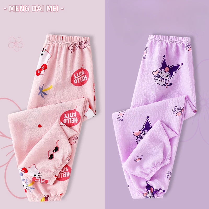 Sanrio Hello Kitty Pochacco Children's Pants Kuromi Pajama Pants My Melody Children's Girl Cartoon Casual Loose Home Clothing