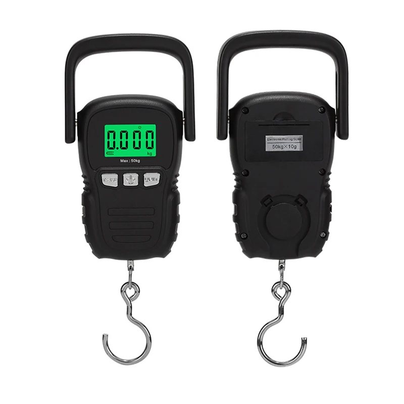 50kg Mini LCD Digital Scale with Tape Measure Backlit Electronic Weighing Hanging Hook Scale Portable Luggage Weighing Tool