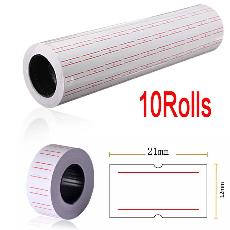 10 Rolls 21mmX12mm Price Label Refill Price Label Tag Mark For MX-5500 Price Gun Labeller For Grocery Counter Price Sticker