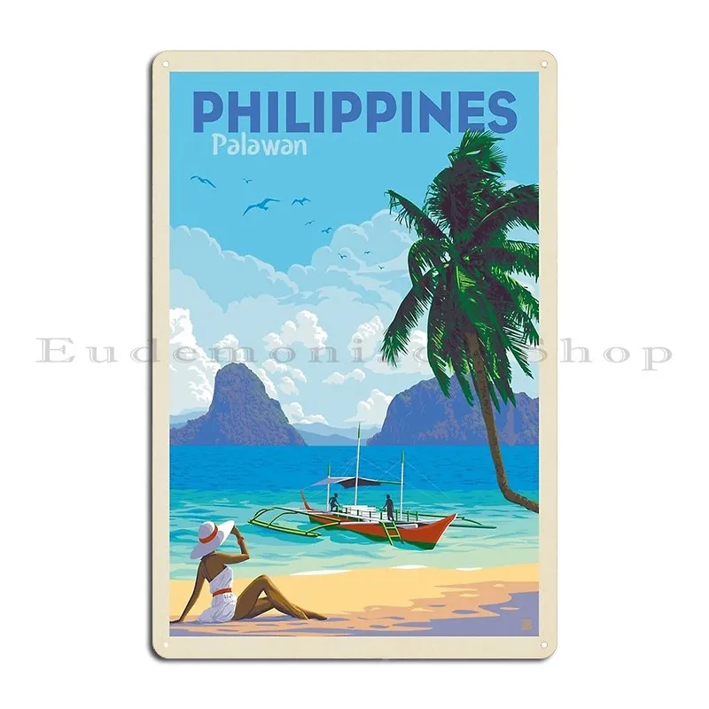 Phillipines Palawan Metal Sign Design Pub Designing Painting Decoration Printed Tin Sign Poster