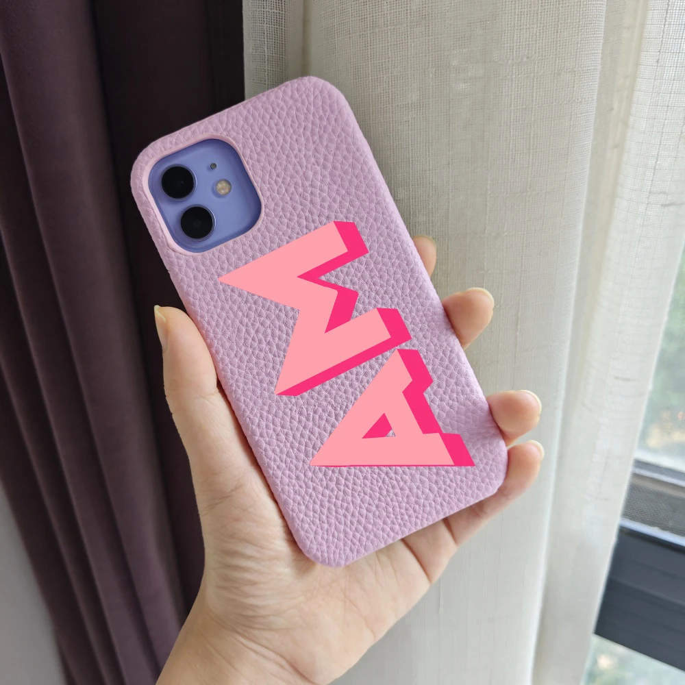 جراب جلد مخصص بحروف أولية لهاتف أيفون ، غطاء صلب فاخر ، اسم مخصص ، 15 ، 14 ، 13 ، 12 ، 11 برو ماكس ، إكس آر ، 7 ، 8 بلس