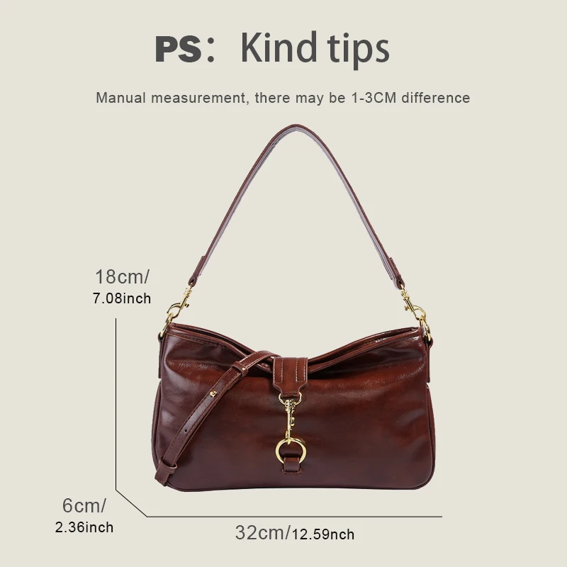 MEDIOW Vintage Bags For Women Luxury Designer Handbags And Purses 2023 New In PU Leather Wax Skin Small Shoulder Underarm Bag