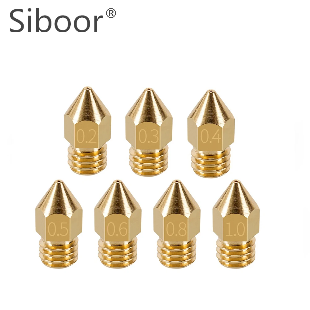 3D Printer MK8 Nozzles Set Extruder Nozzle 0.2mm 0.3mm 0.4mm 0.5mm 0.6mm 0.8mm 1.0mm Hotend for Makerbot Creality CR10 Ender 3 5