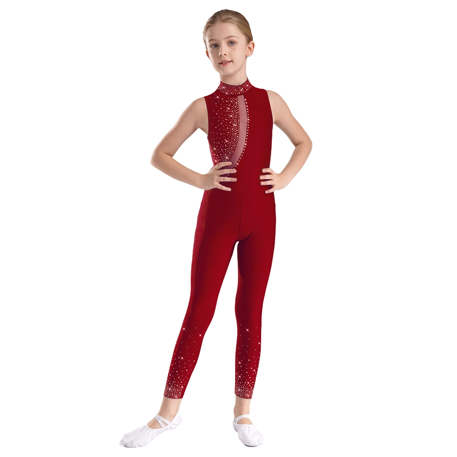 Bambini Ragazze Strass Lucidi Balletto Danza Calzamaglia Body Ginnastica Ritmica Artistica Pattinaggio Su Ghiaccio Unitards Tute