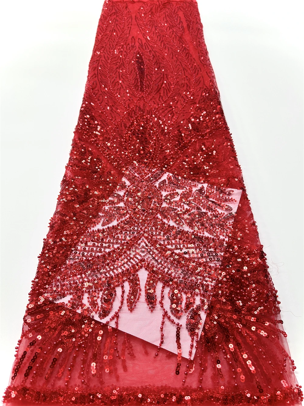 

Nigerian African Lace Fabric 2026 High Quality Handmade Beads Bridal Lace Fabric Luxury Sequin Beaded Embroidery For Wedding