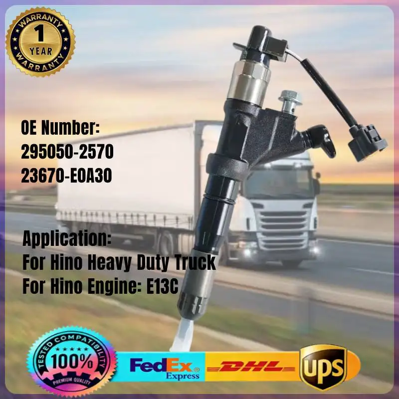 295050-2570 295050-2571 23670-E0A30 Common Rail Injecctor 295050-257# 23670E0A30 for Hino Heavy Duty Truck E13C Enigne