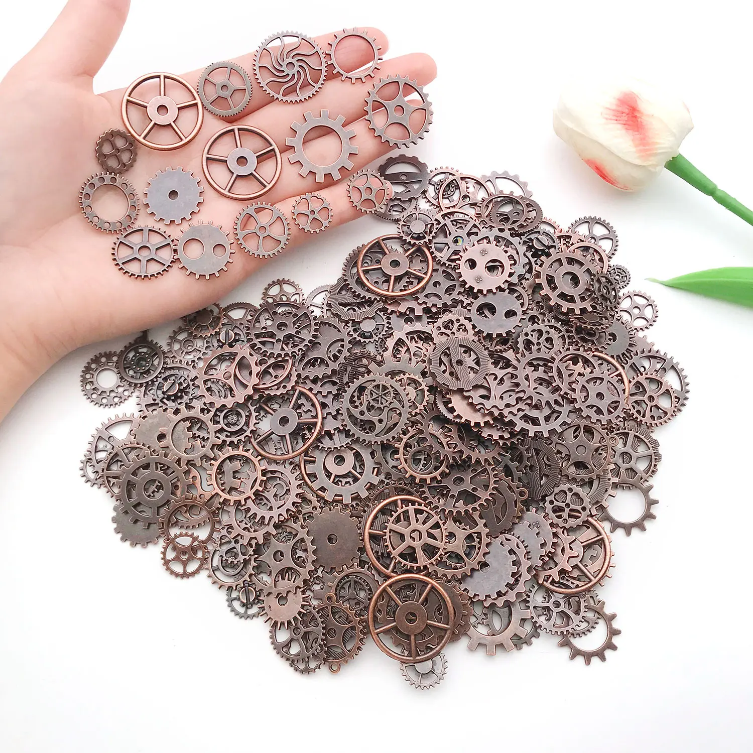 1 Bag Random Assorted Steampunk Zinc Alloy Gear DIY Pendants, Jewelry Craft Findings & Supplies.