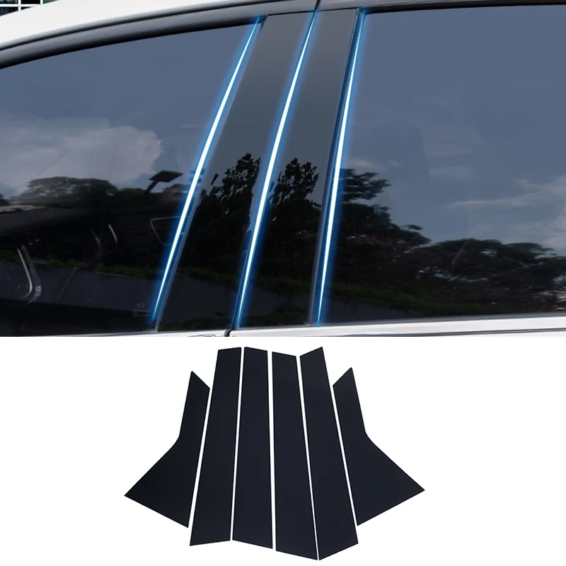 6Pcs Car Mirror Middle Column PC Window Trim B C Pillar Strip Stickers For Nissan Qashqai J10 2008-2013 AUTO Accessories