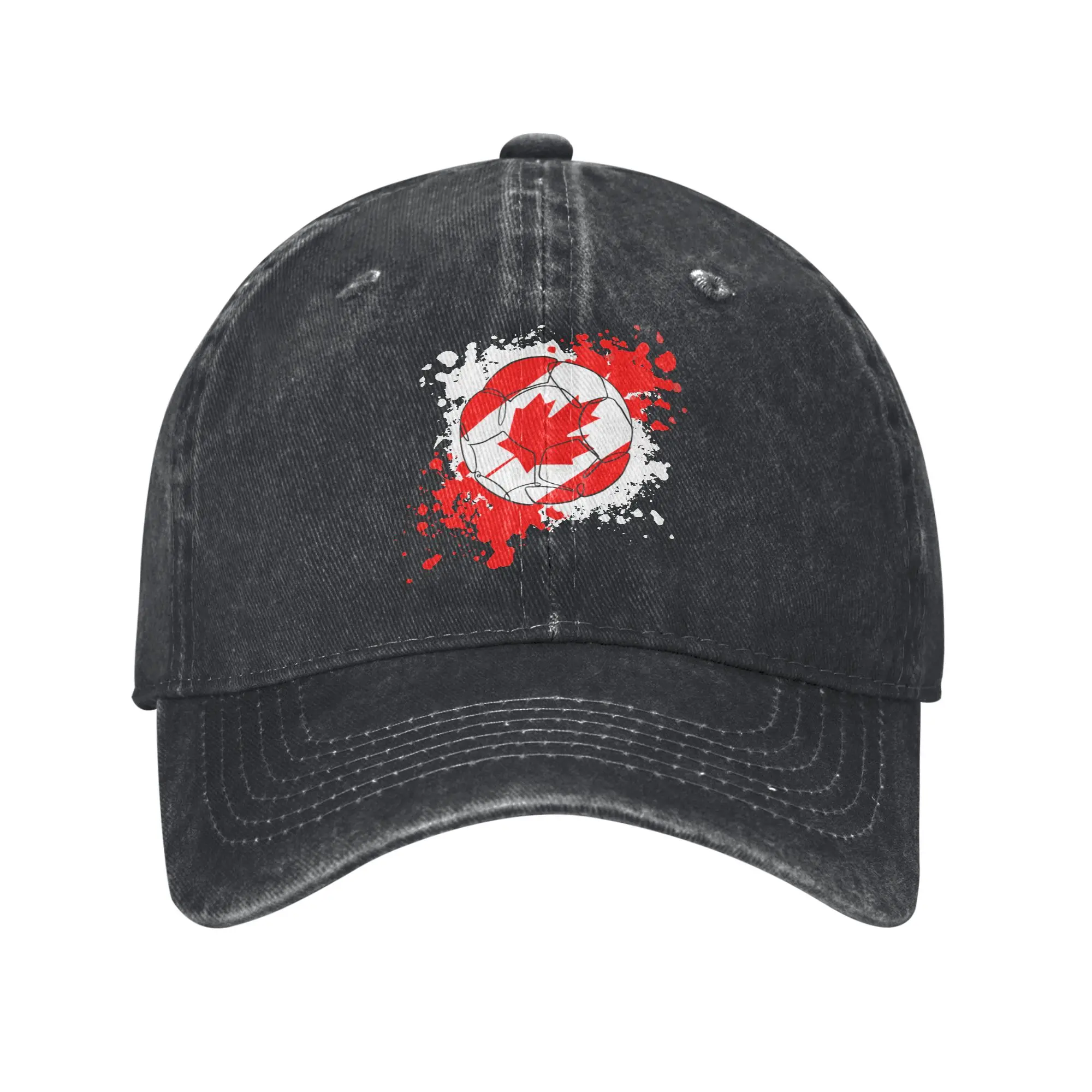 Canada Flag Soccer Ball  Baseball Caps Vintage Distressed Washed  Sun Cap Unisex Style Summer Unstructured Soft Caps Hat
