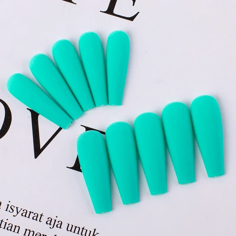 

New 20Pcs Matte DIY Fake Nails Cheap Red Blue Green Short Nail Tips Fingernail Level Nail Art False Nails Wholesales False Nails