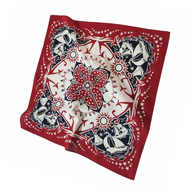 Sailing Pattern Print Bandana Western Paisleys Bandanas Fashion Scarf Street Dance Headscarf Hiphop Head Covering