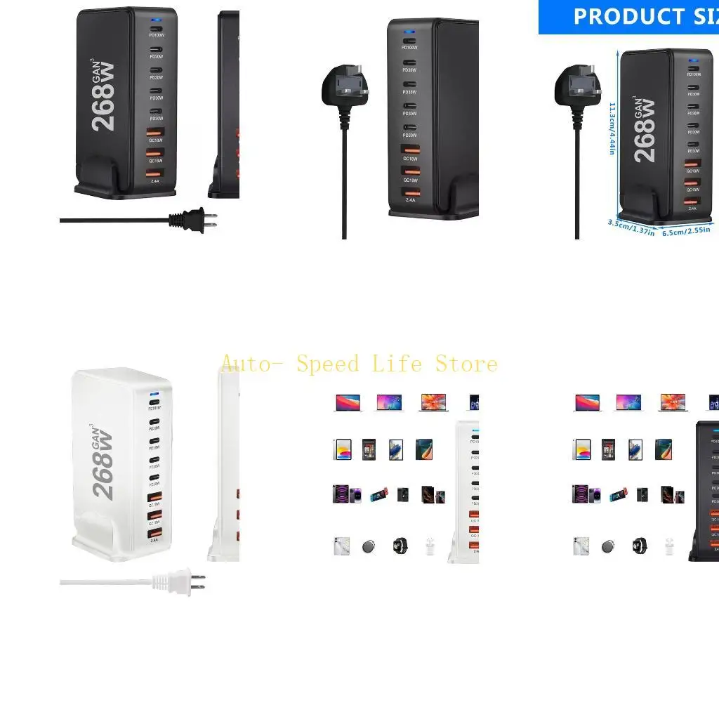 

02DA USB C Зарядные устройства Быстрая зарядка 268 Вт TypeC PD QC3.0 Адаптеры для мобильных телефонов для телефонов