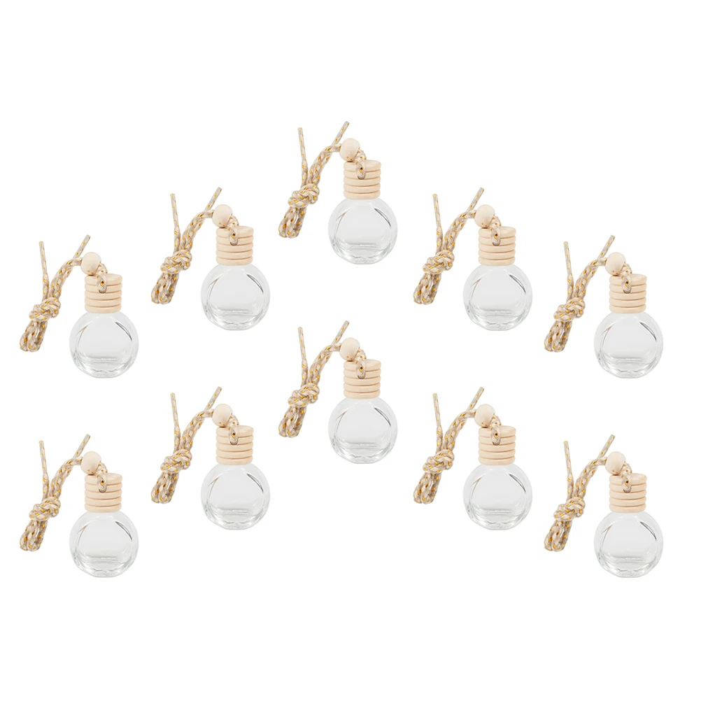 

10 Pcs Car Perfume Bottle Refillable Air Freshener Essential Oil Diffuser Empty Glass Hanging For Car Office Bathroom Cabinet