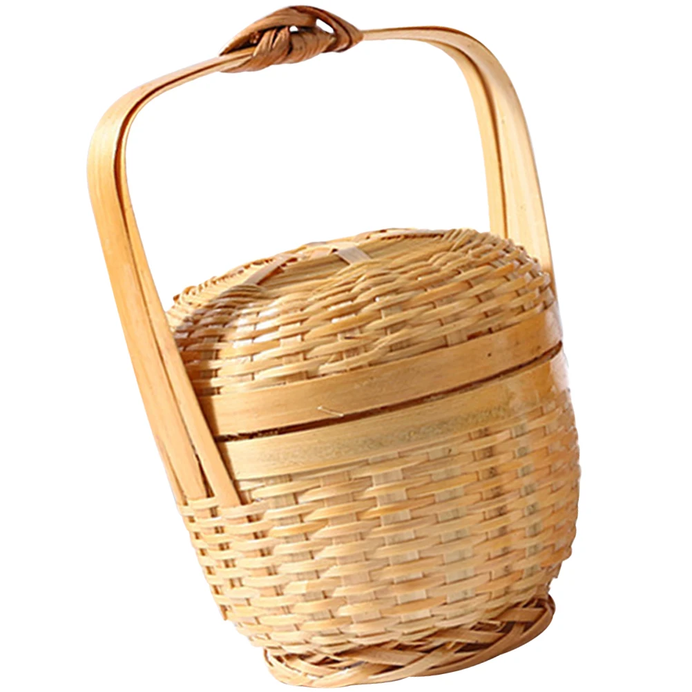 

Mini Bamboo Basket Woven Baskets H made Storage Containers Kitchen Bedroom Living Room Fruit Bread Holder Smooth Surface Easy